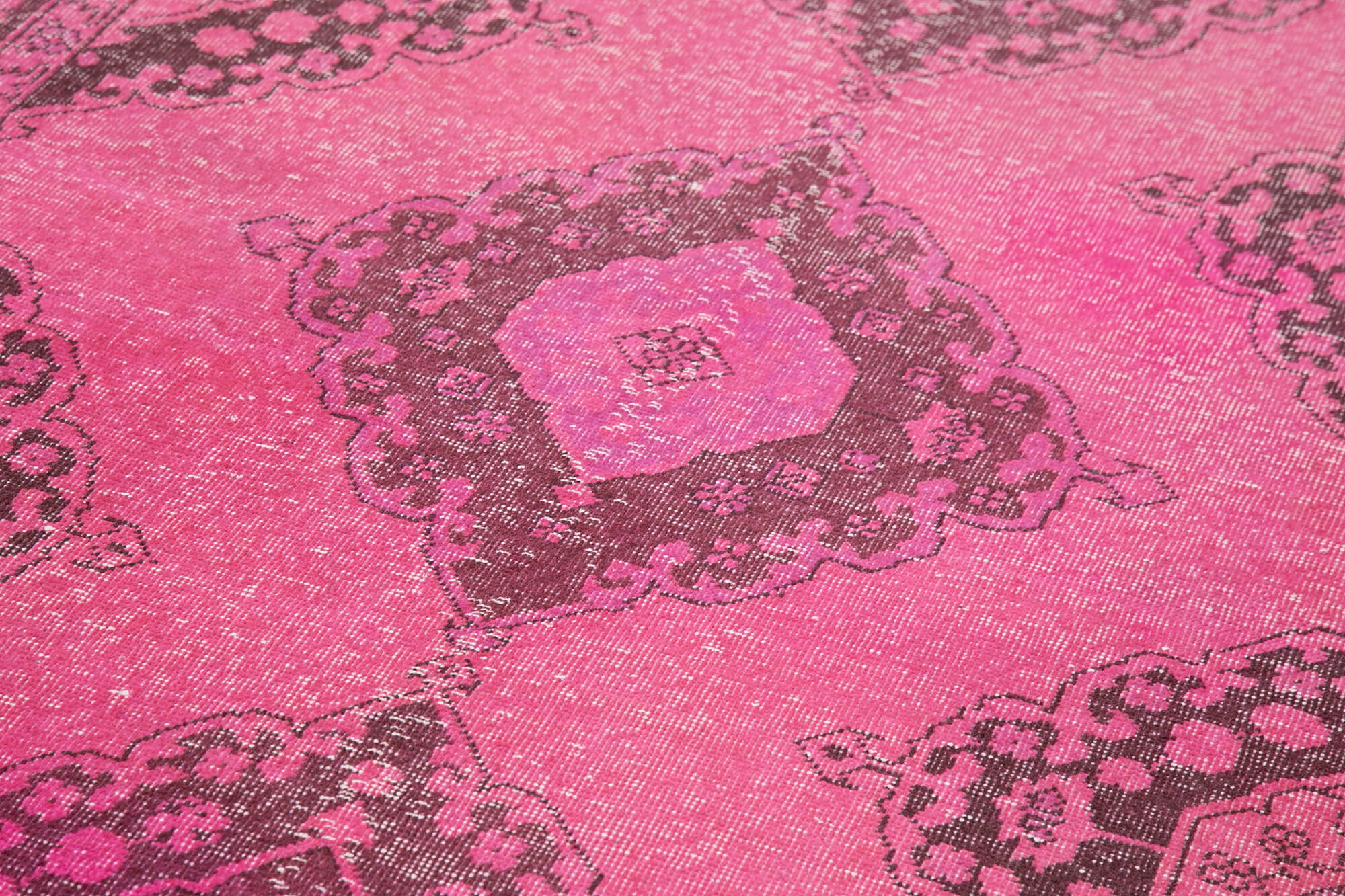 Handmade Vintage Area Rug – Pink Cotton Wool Carpet 4'8''x12'9'' Turkish Hand Knotted