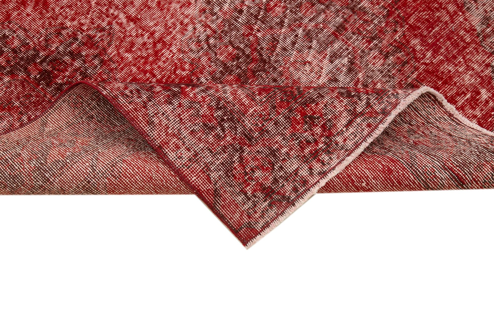 Handmade Wool Area Rug 4'6''x12'8'' | Vintage Cotton Rug with Woven Wool Texture