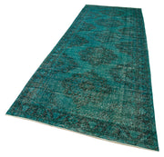 Vintage Handmade Area Rug – Turquoise Turkish Hand Knotted Cotton Wool Carpet 4'7''x13'3''