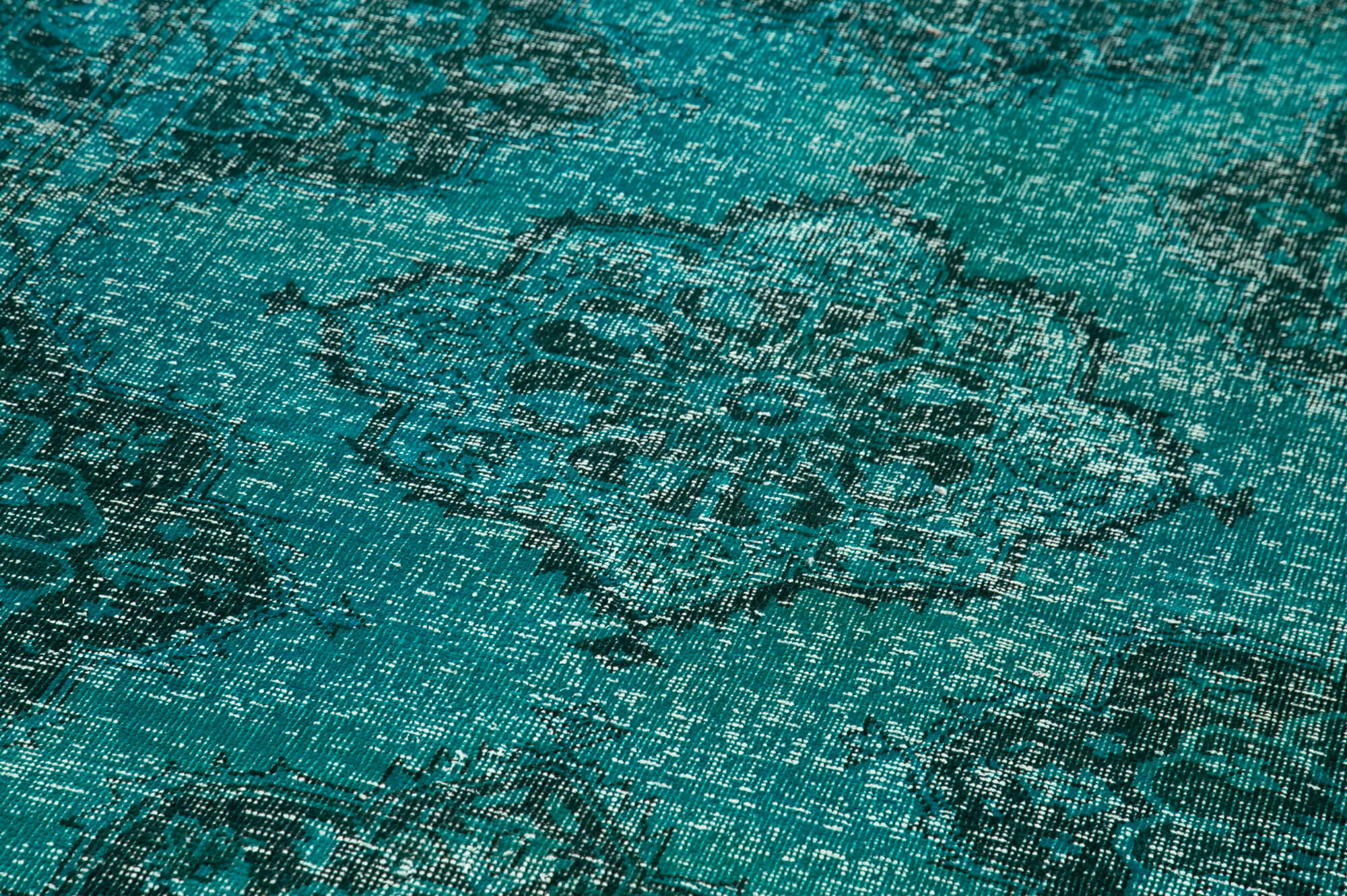 Vintage Handmade Area Rug – Turquoise Turkish Hand Knotted Cotton Wool Carpet 4'7''x13'3''