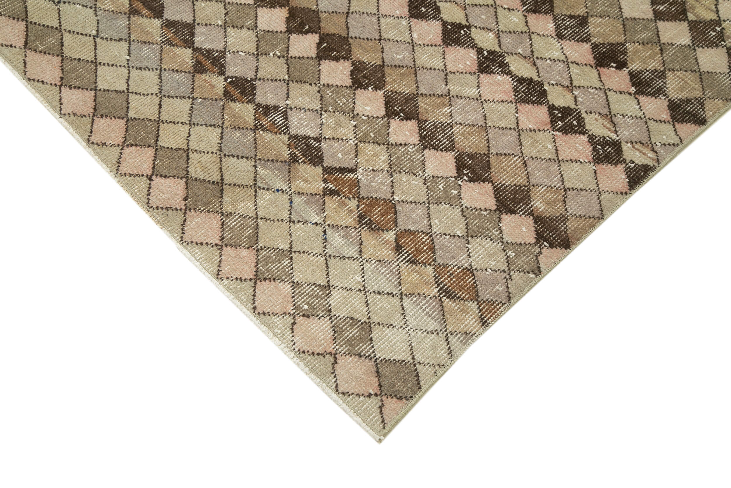 Handmade Area Rug – Checkered Kilim Beige Cotton Wool Blend 5'7''x9'1''