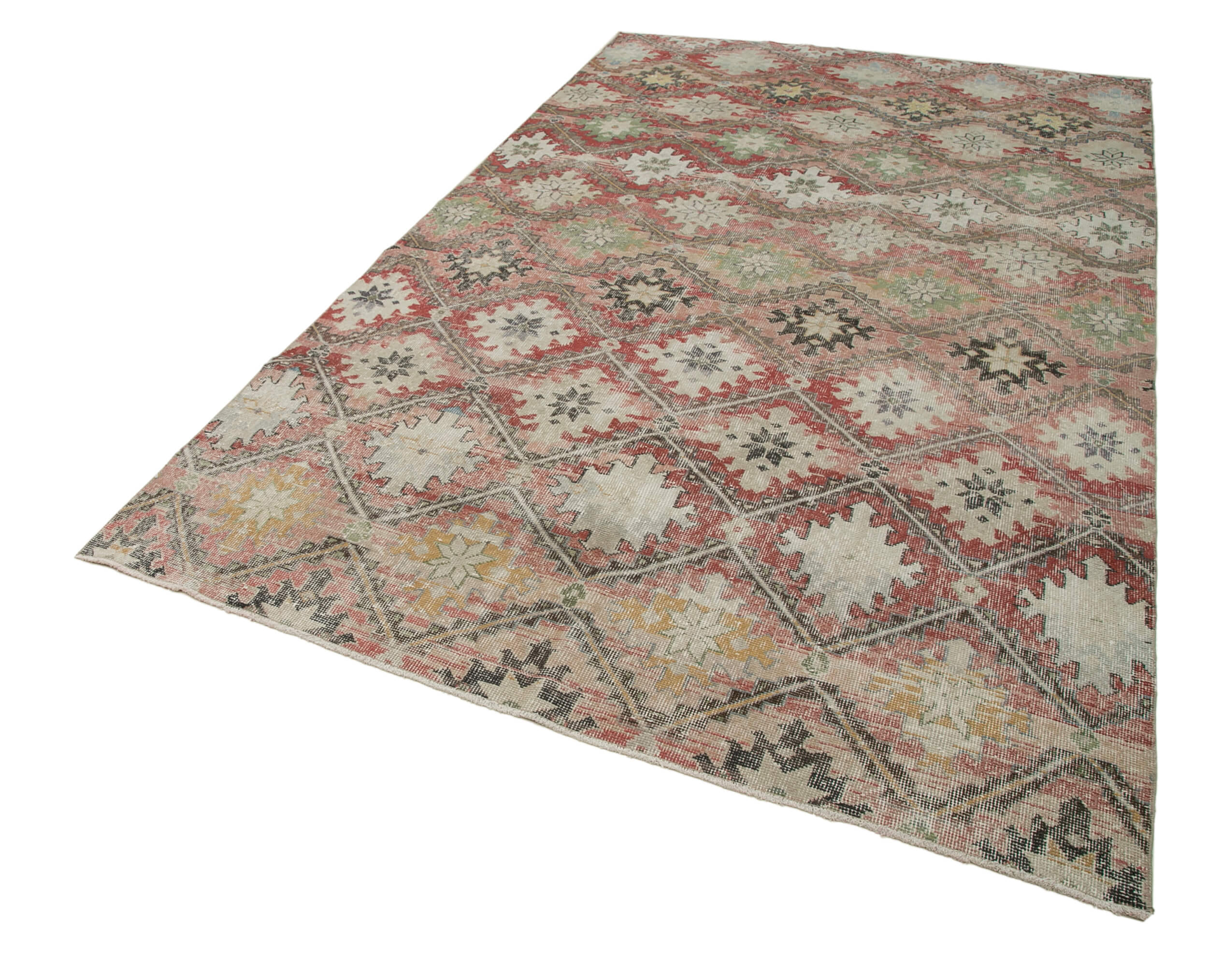 Handmade Wool Area Rug - Checkered Kilim Rug, Cotton Wool Durable Weave 5'11''x10'3''