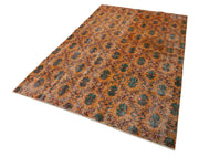 Handmade Wool Area Rug | Orange Checkered Kilim Vintage Kilim Rug 5'3''x8'6''