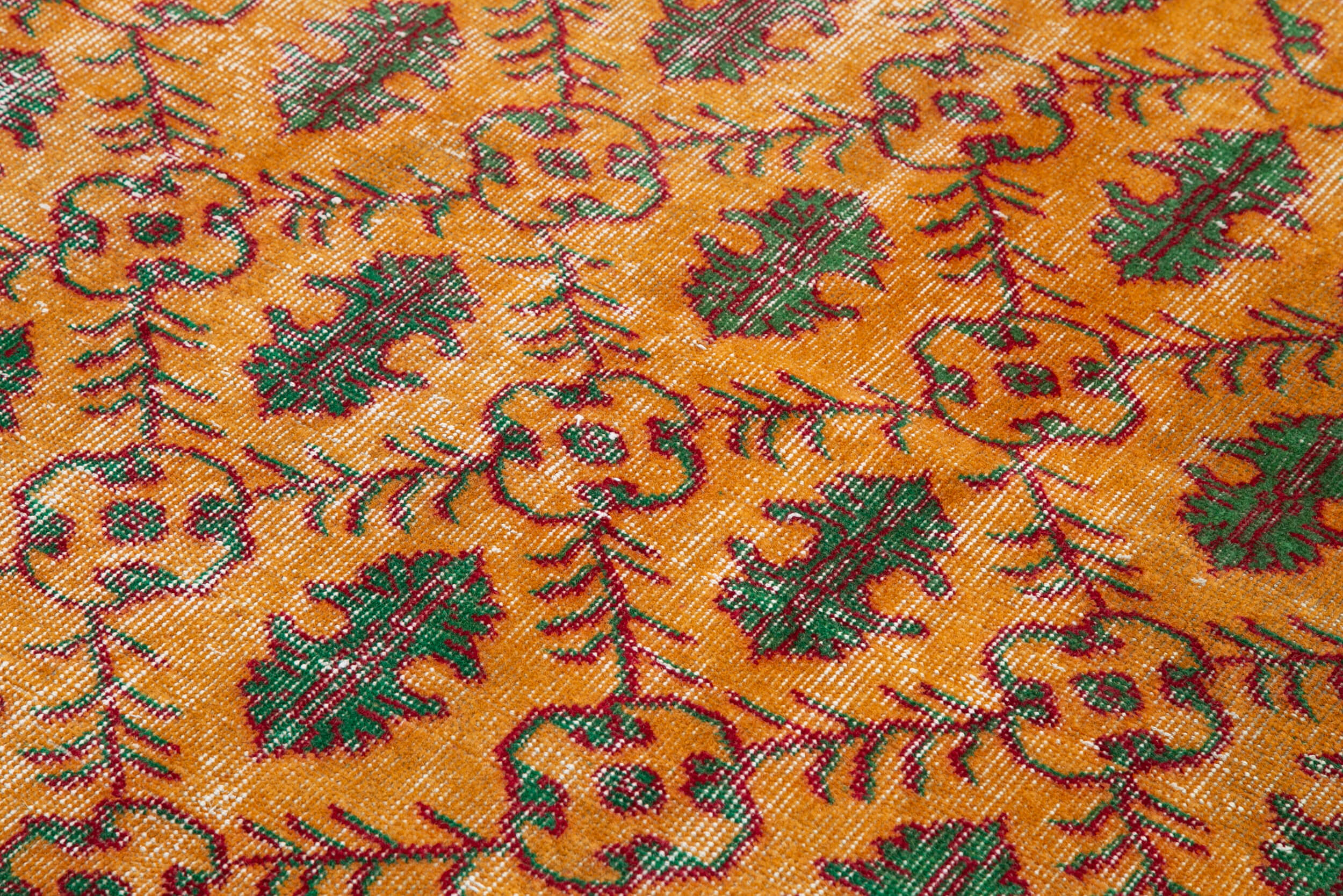 Handmade Wool Area Rug | Orange Checkered Kilim Vintage Kilim Rug 5'3''x8'6''