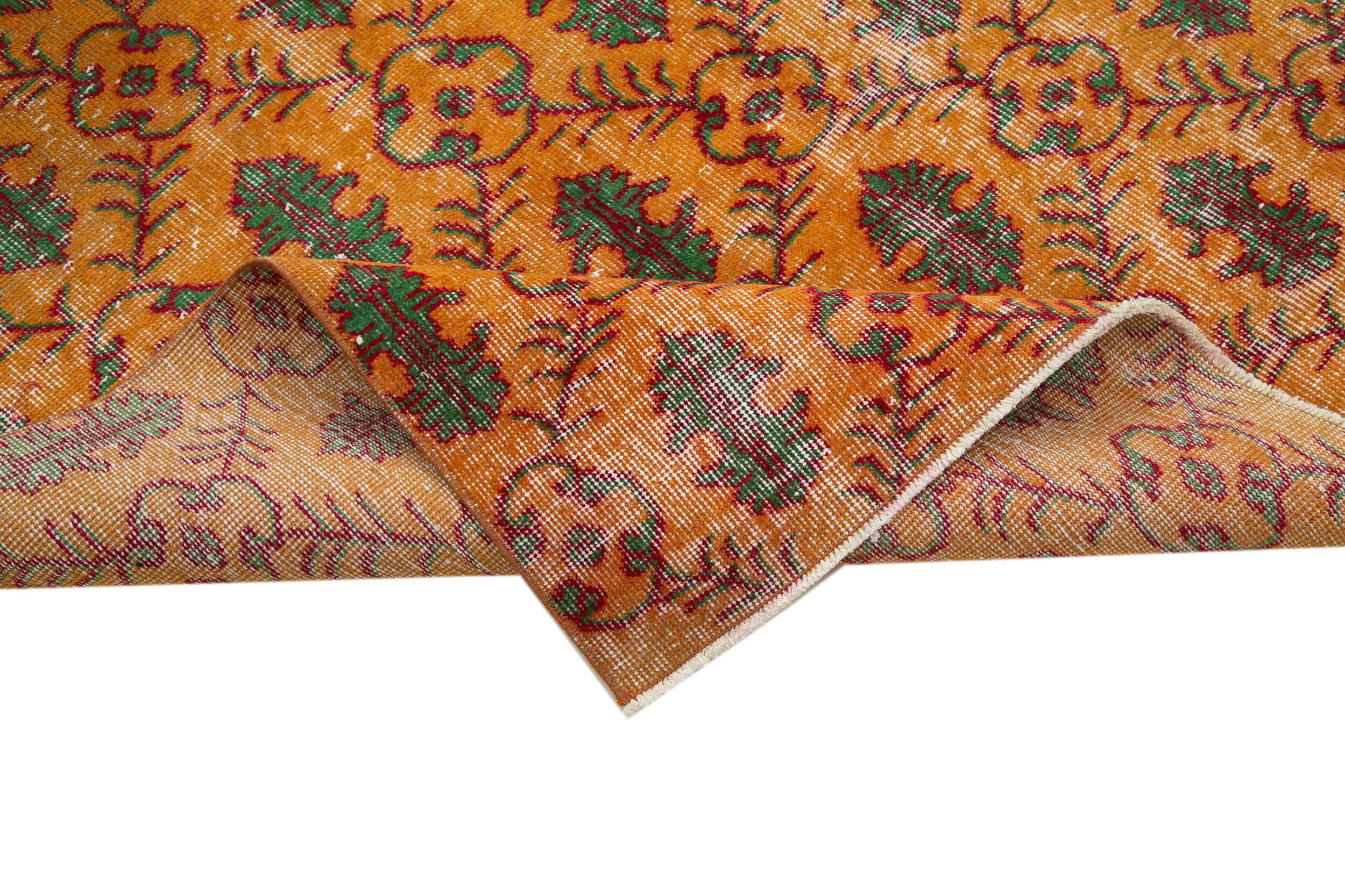 Handmade Wool Area Rug | Orange Checkered Kilim Vintage Kilim Rug 5'3''x8'6''