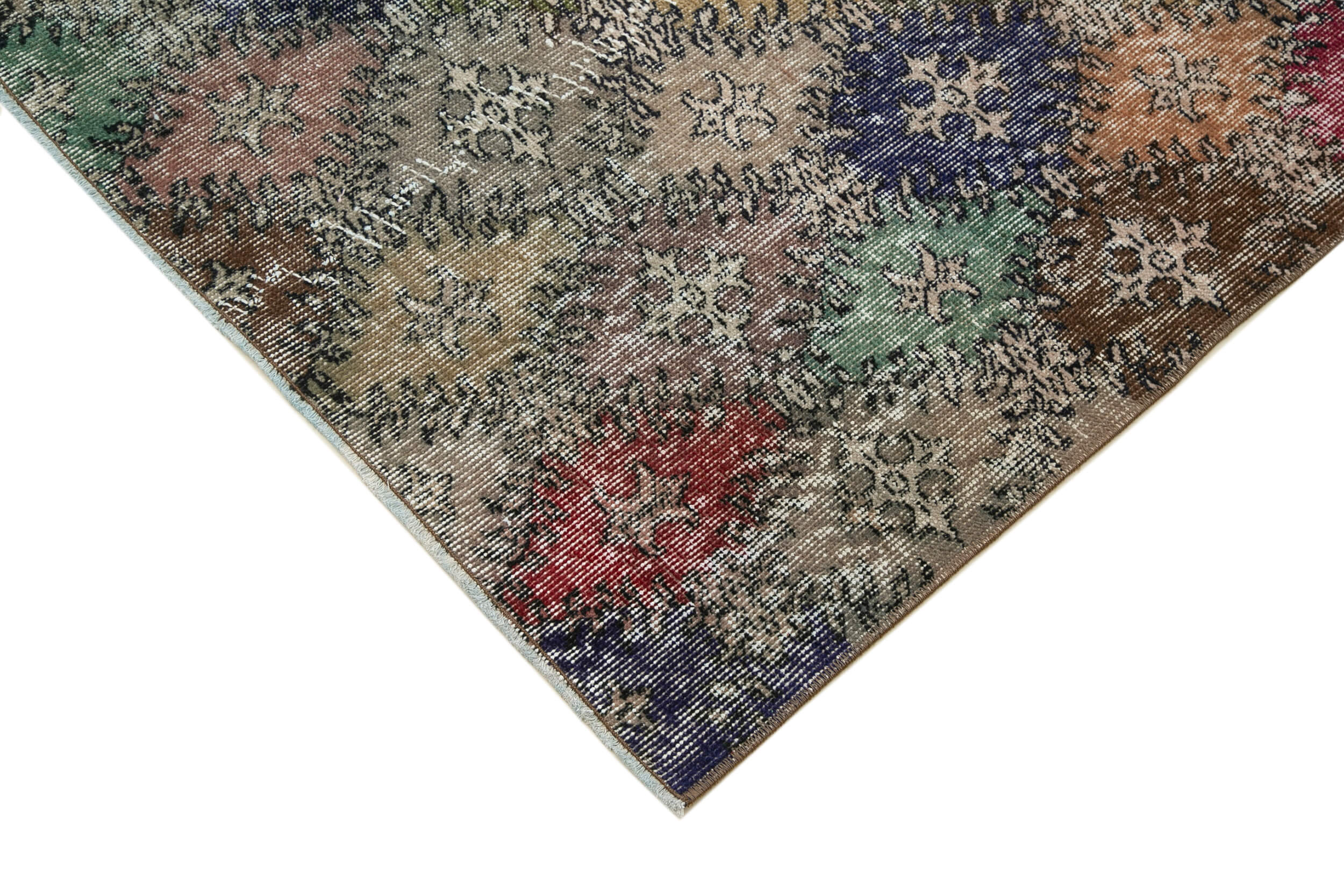 Handmade Area Rug - Checkered Kilim Cotton Wool Vintage Turkish Carpet 4'11" x 8'6"