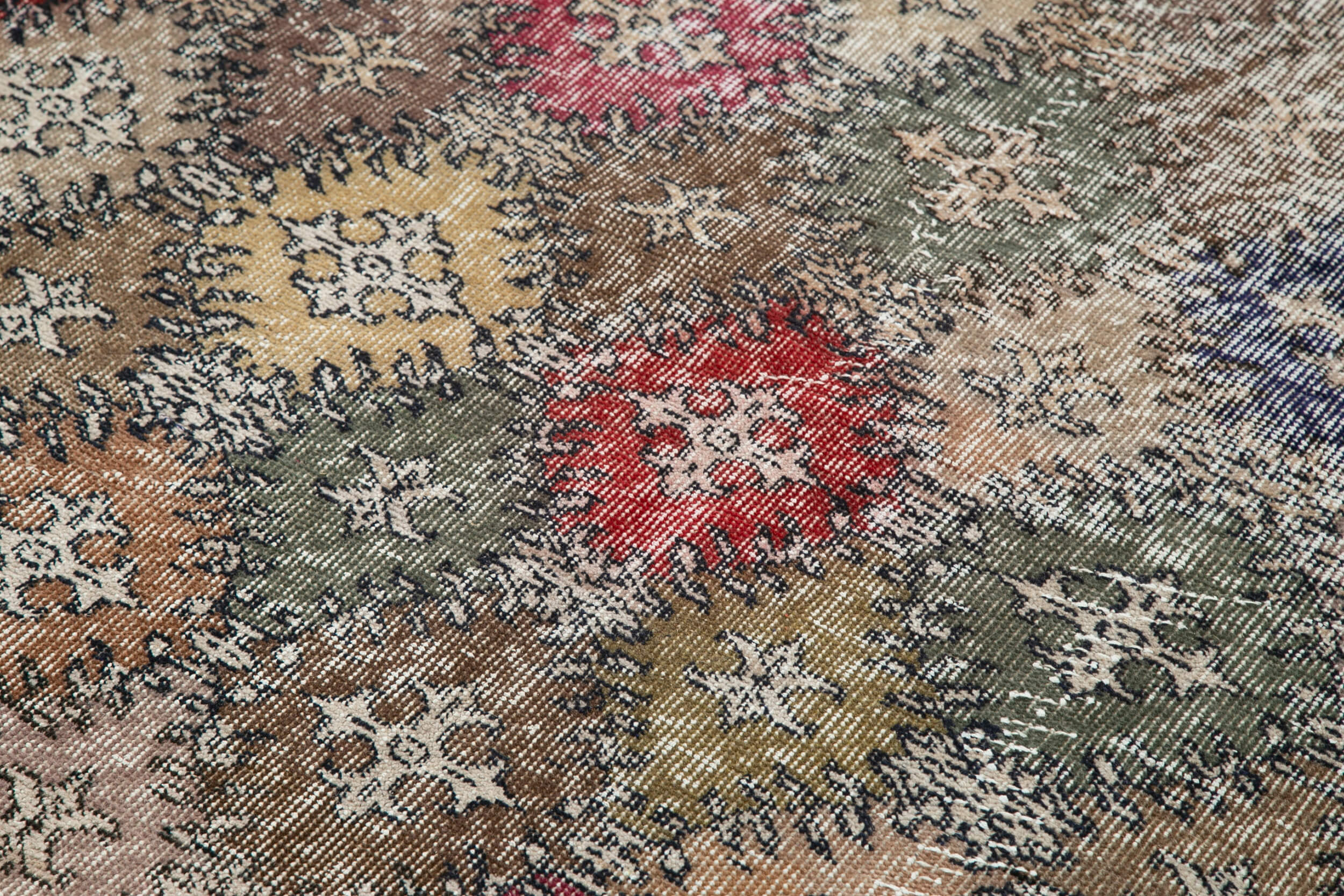 Handmade Area Rug - Checkered Kilim Cotton Wool Vintage Turkish Carpet 4'11" x 8'6"