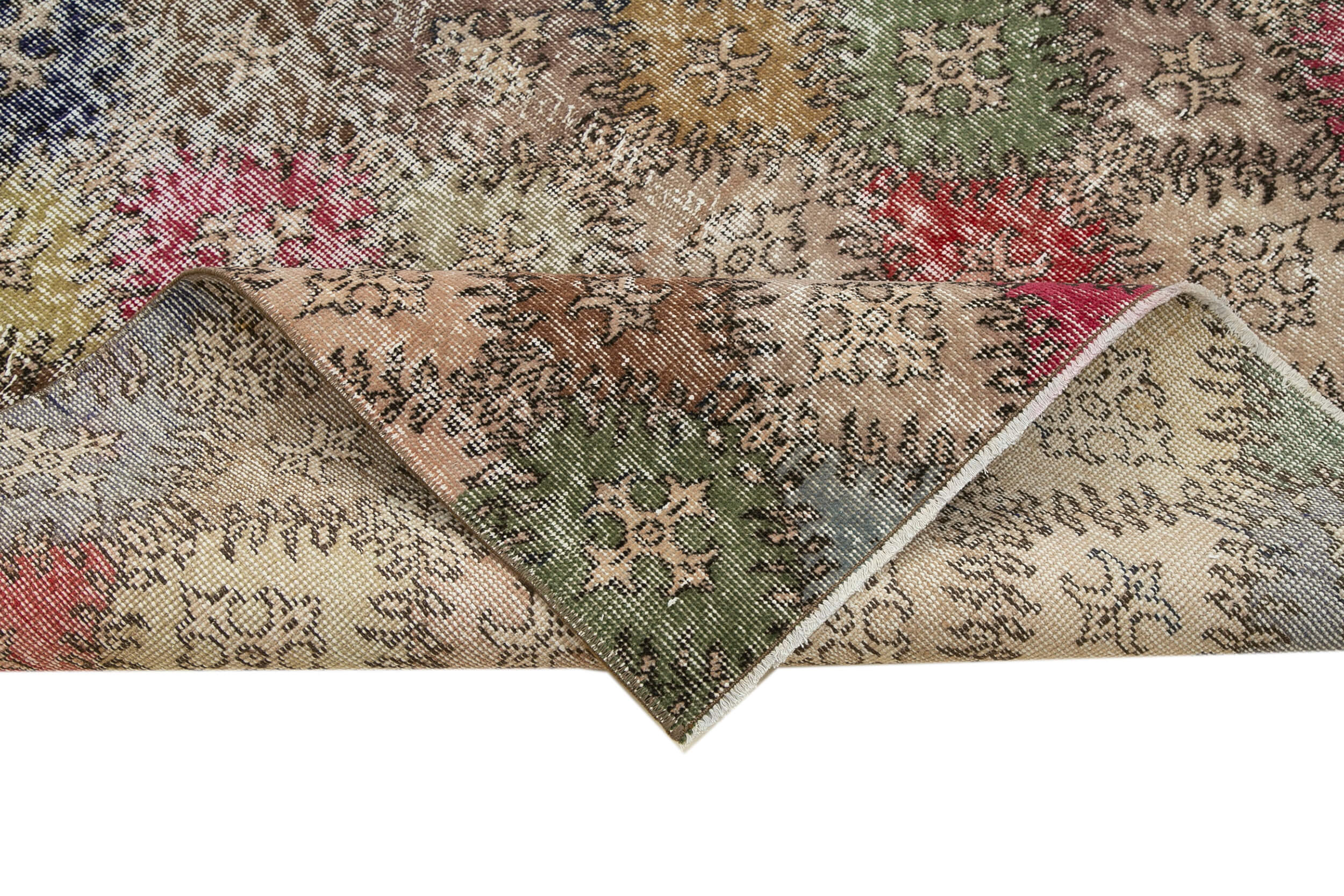 Handmade Area Rug - Checkered Kilim Cotton Wool Vintage Turkish Carpet 4'11" x 8'6"
