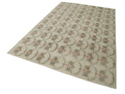 Handmade Kilim Rug – Beige Checkered Turkish Kilim Carpet 5'11'' x 9'4'' Cotton Wool