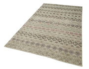 Handmade Area Rug – Checkered Kilim Beige Cotton Wool Rug 5'1'' x 9'5''