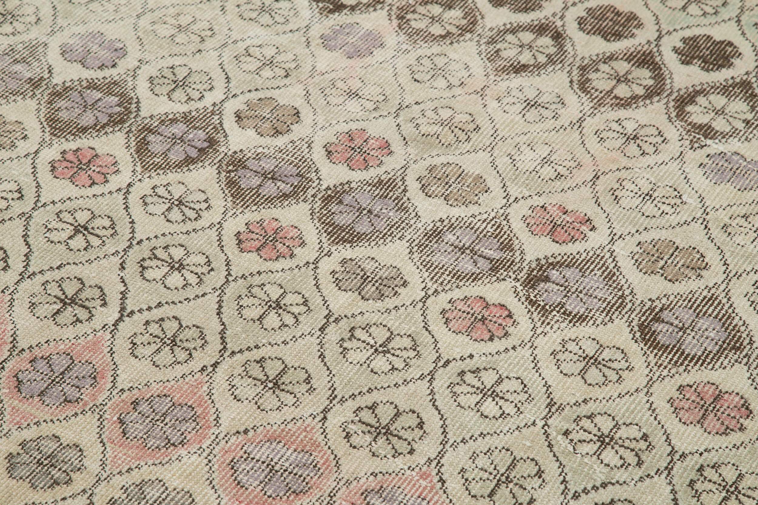 Handmade Area Rug – Checkered Kilim Beige Cotton Wool Rug 5'1'' x 9'5''