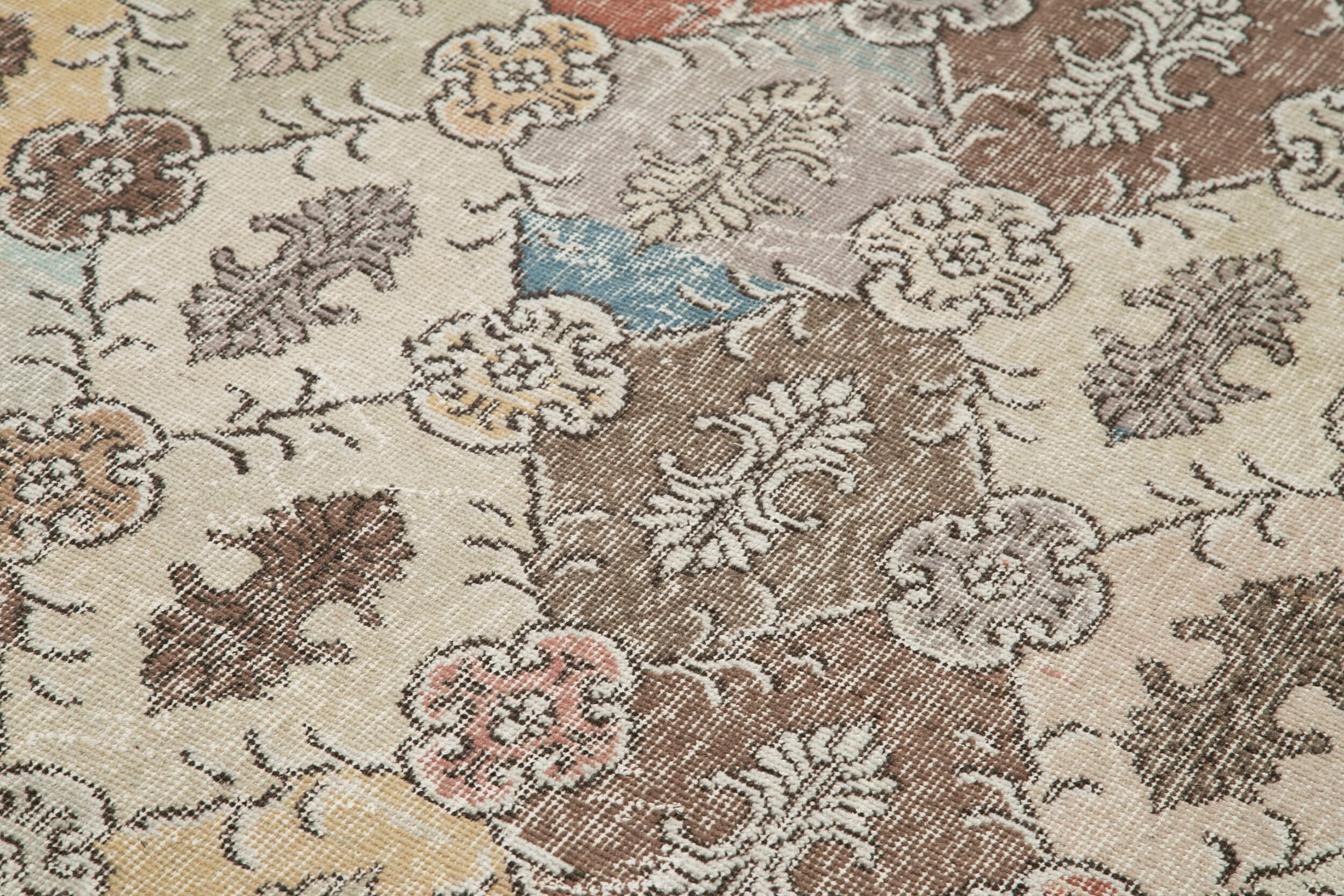 Handmade Area Rug - Checkered Kilim Beige Cotton Wool Vintage Turkish Carpet 5'3''x10'1''