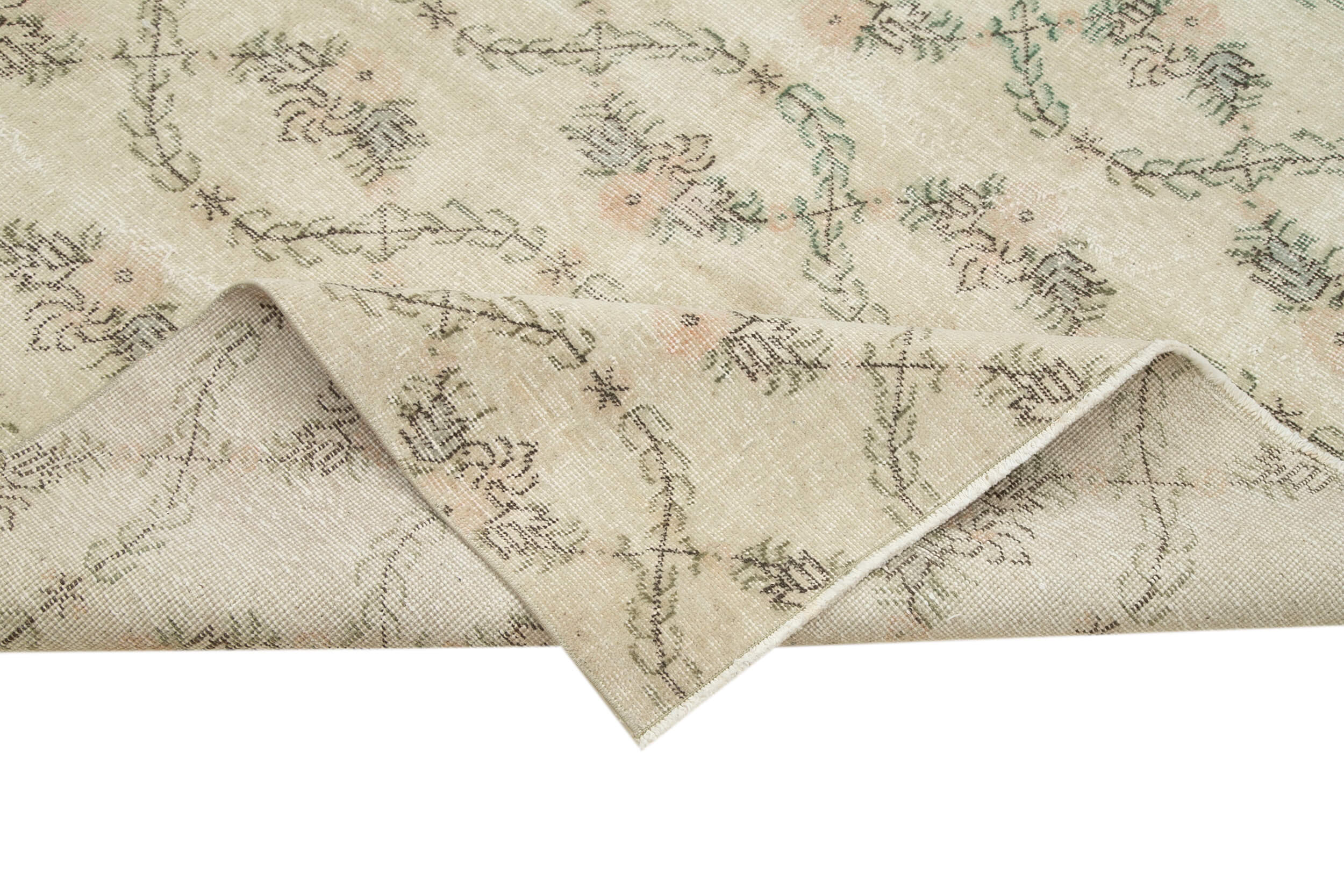 Handmade Area Rug | Checkered Kilim Beige Cotton Wool Rug 4'11'' x 8'6''