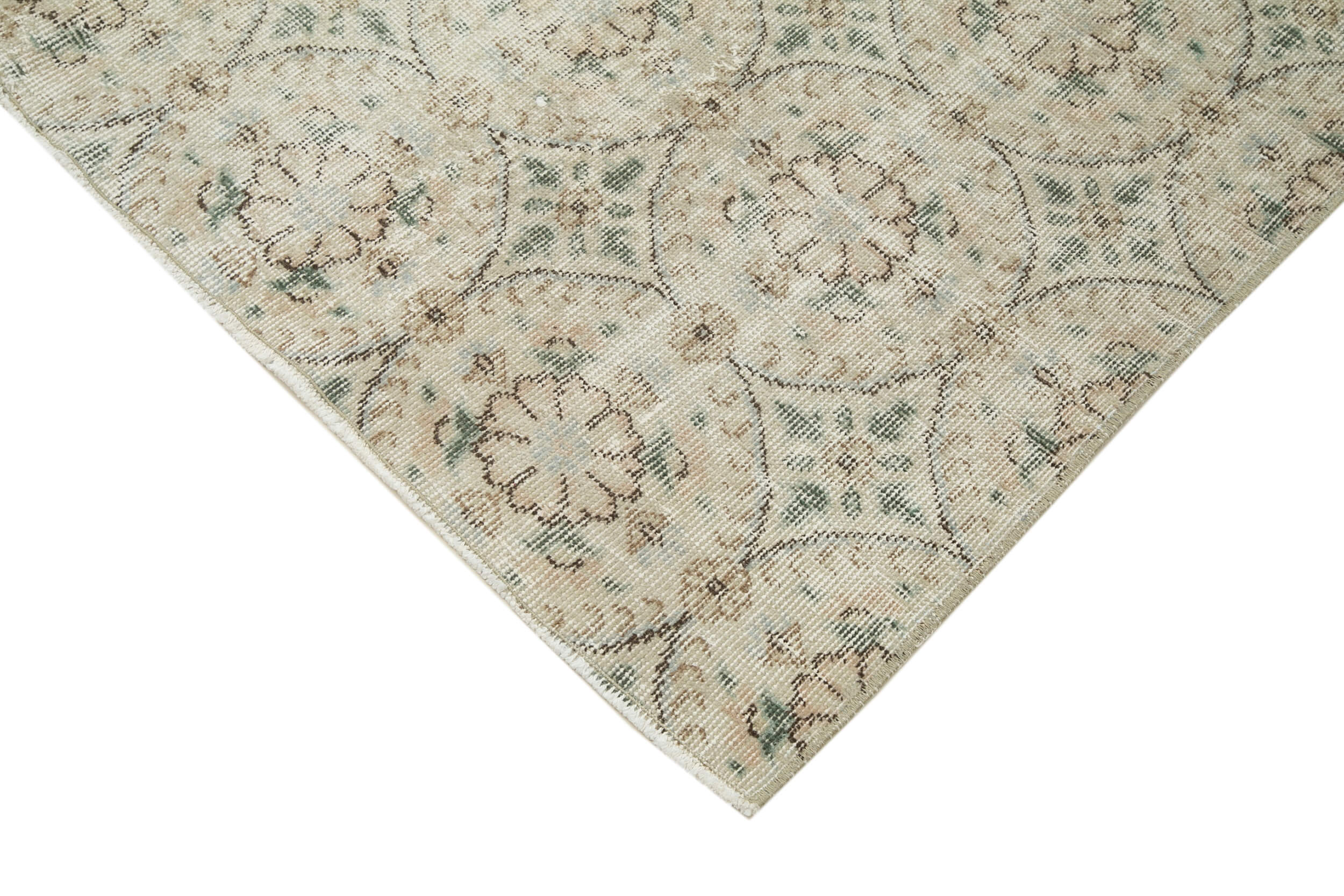 Handmade Area Rug - Checkered Kilim Cotton Wool Rug 5'2'' x 8'5'' Beige Vintage