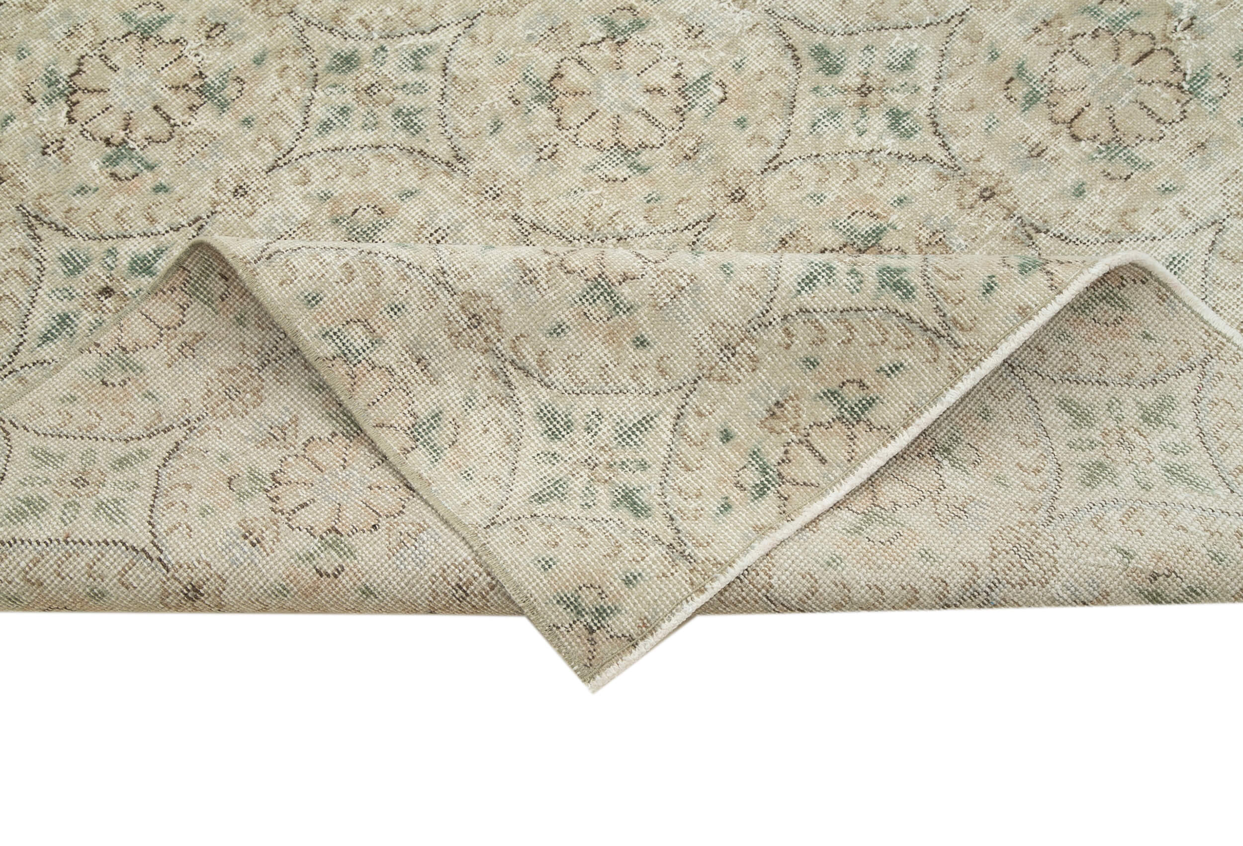 Handmade Area Rug - Checkered Kilim Cotton Wool Rug 5'2'' x 8'5'' Beige Vintage