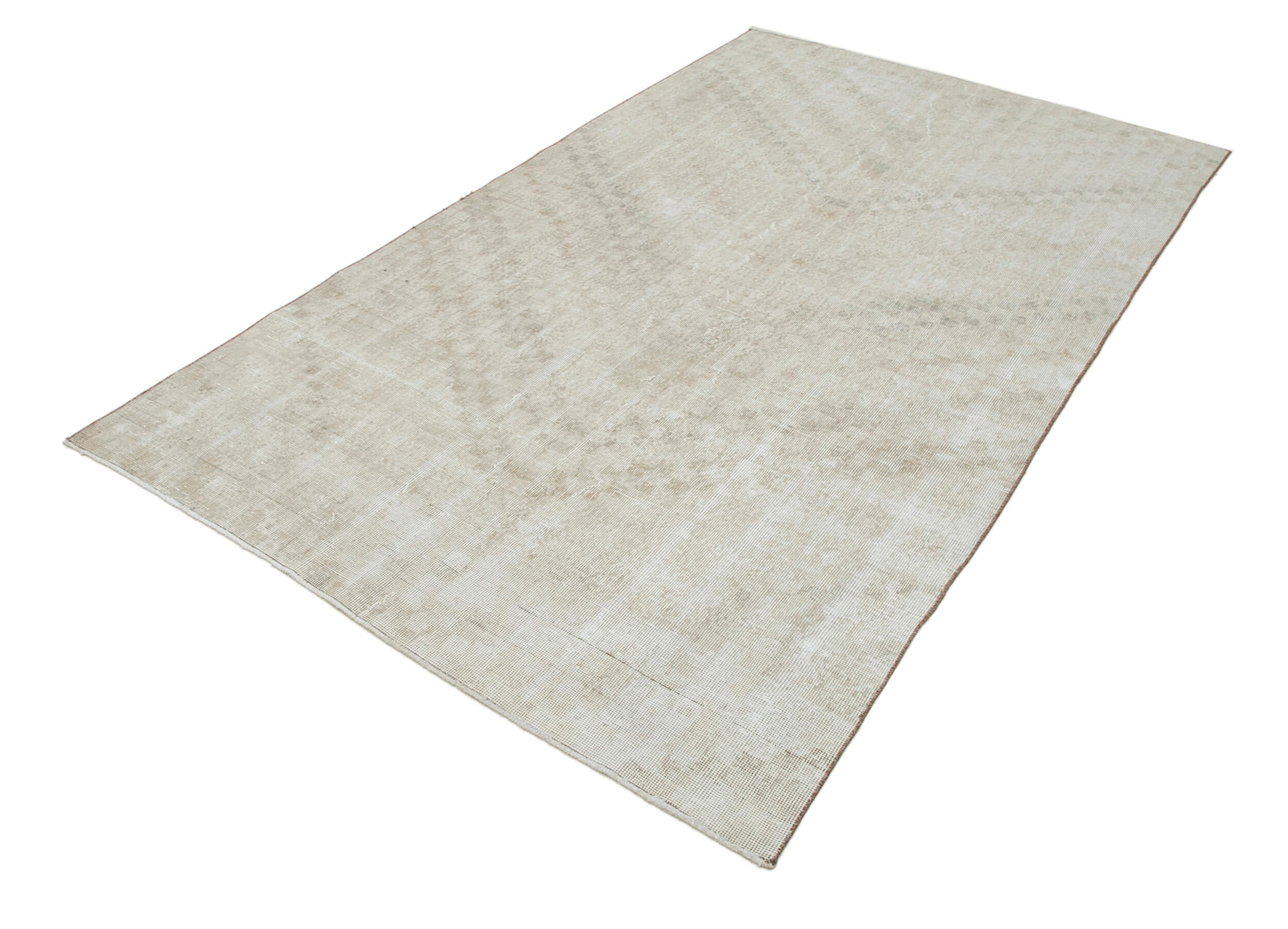 Handmade Area Rug - Checkered Kilim Carpet 5x9 Feet Wool Cotton Blend Beige