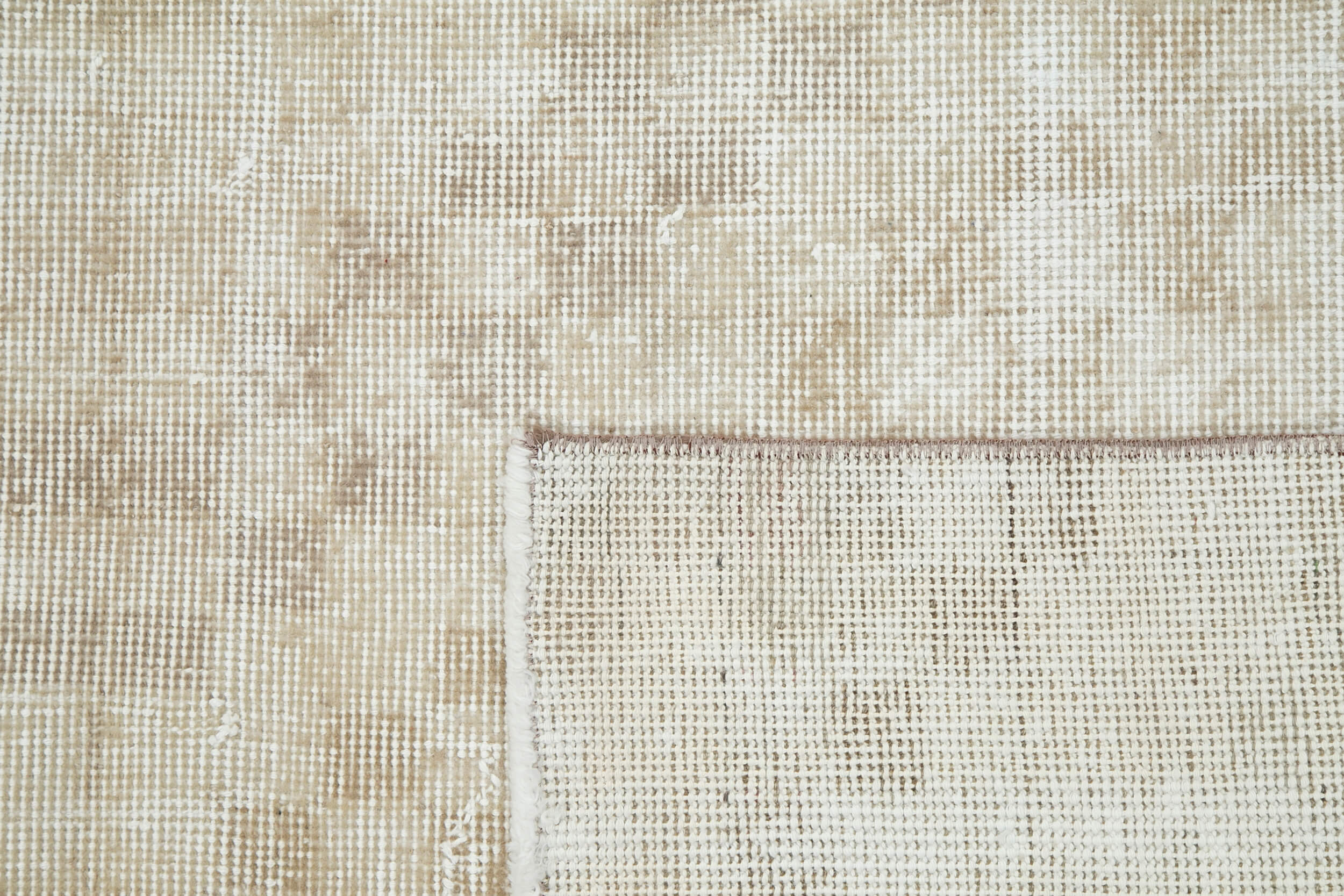 Handmade Area Rug - Checkered Kilim Carpet 5x9 Feet Wool Cotton Blend Beige