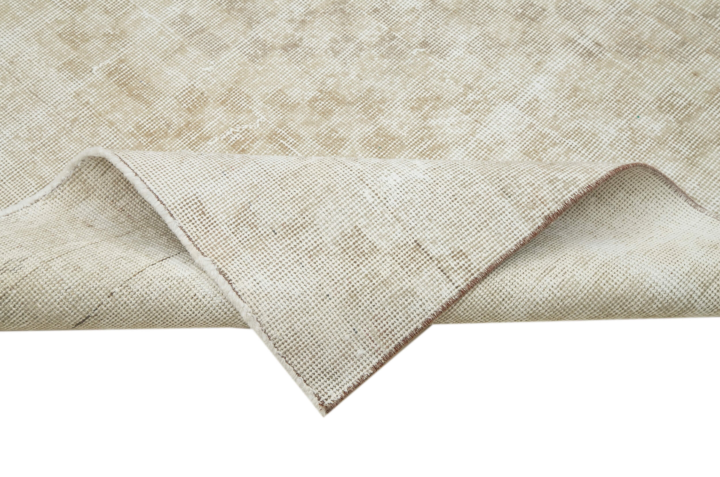 Handmade Area Rug - Checkered Kilim Carpet 5x9 Feet Wool Cotton Blend Beige
