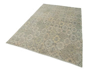 Handmade Area Rug - Checkered Kilim Beige Cotton Wool Rug 5'5'' x 8'10''