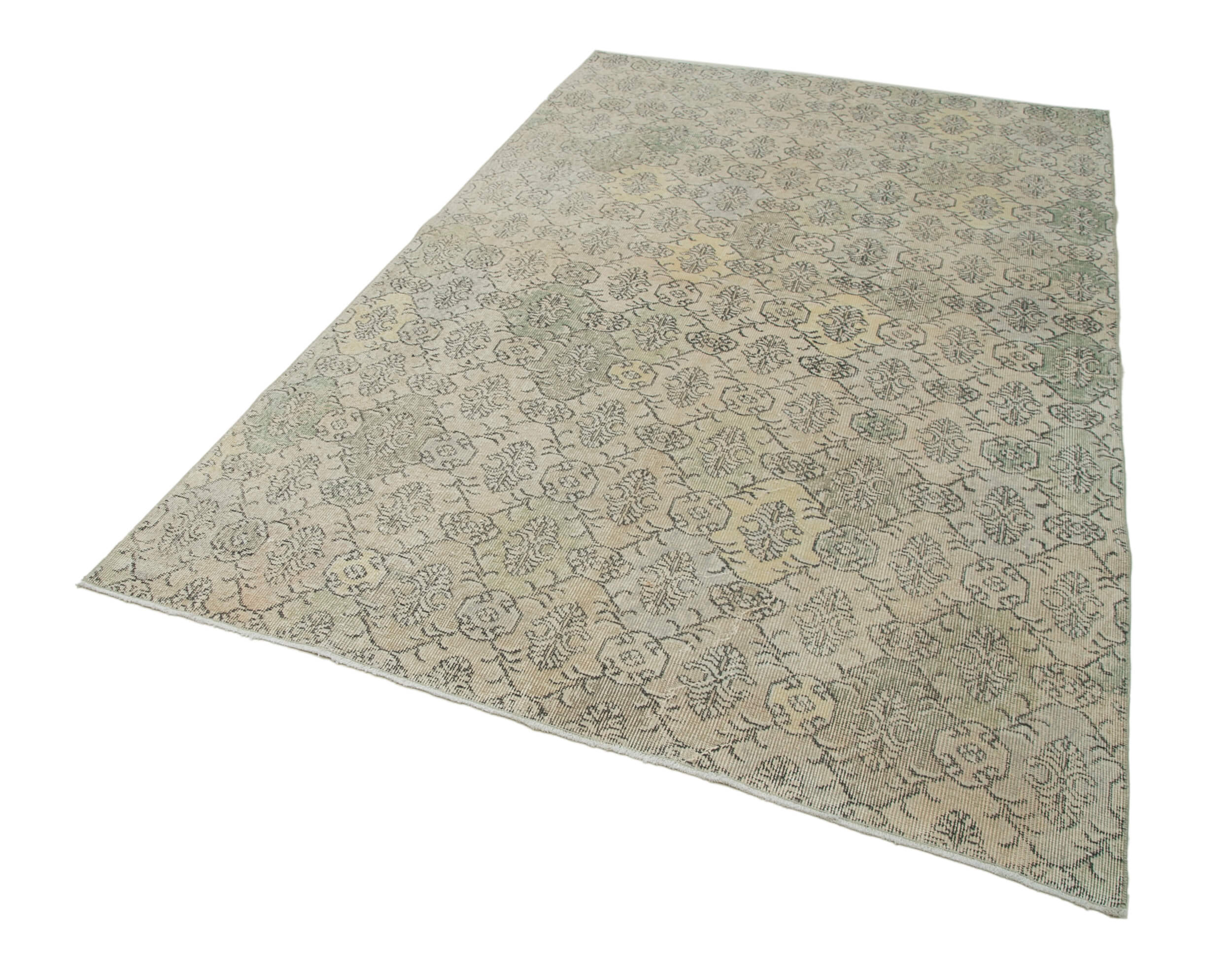 Handmade Area Rug - Checkered Kilim Beige Cotton Wool Rug 5'5'' x 8'10''