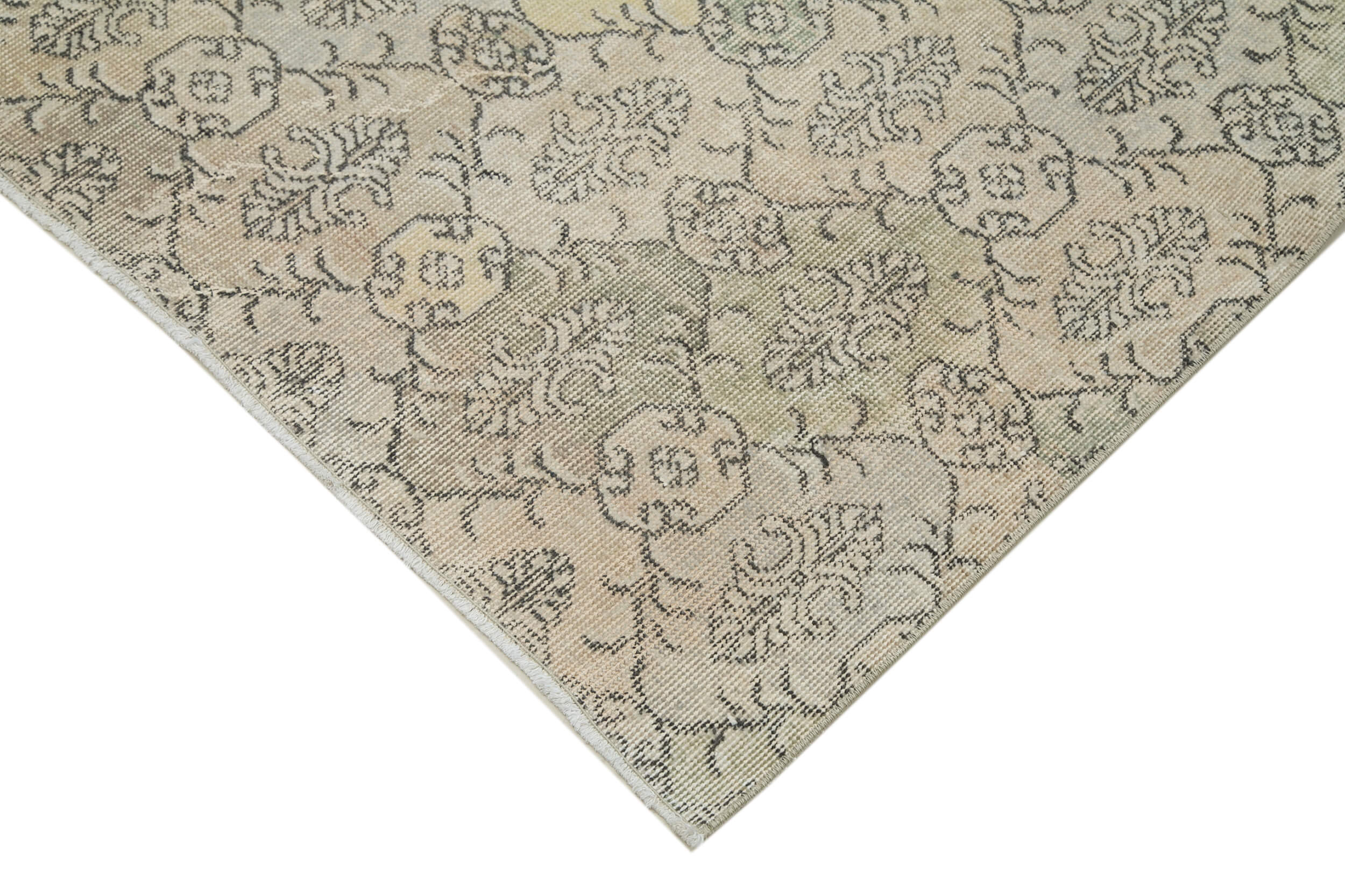 Handmade Area Rug - Checkered Kilim Beige Cotton Wool Rug 5'5'' x 8'10''
