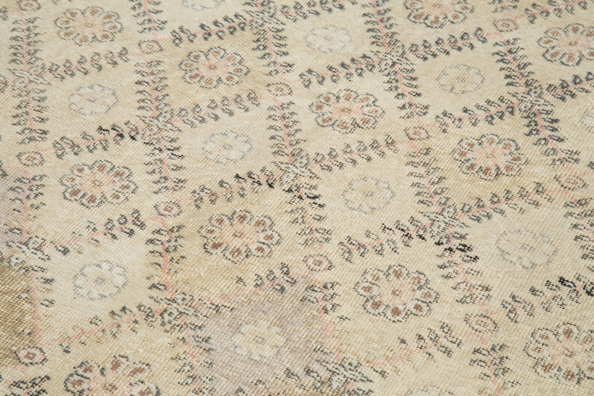 Handmade Area Rug – Checkered Kilim Beige Cotton Wool Vintage Carpet 5'6''x9'11''