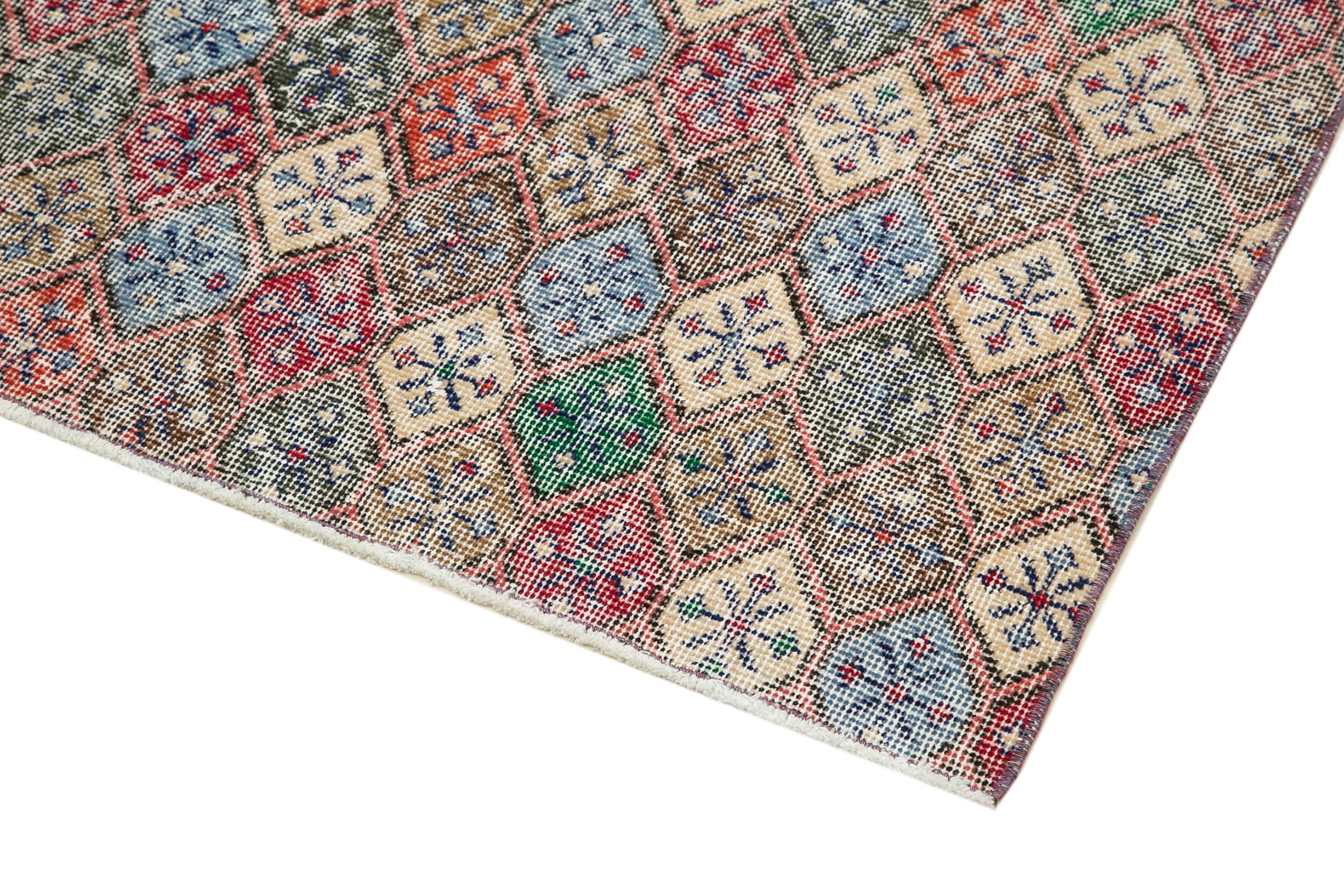 Handmade Cotton Wool Rug - Checkered Turkish Kilim Carpet 4'9''x8'9'' | Soft Textured Area Rug