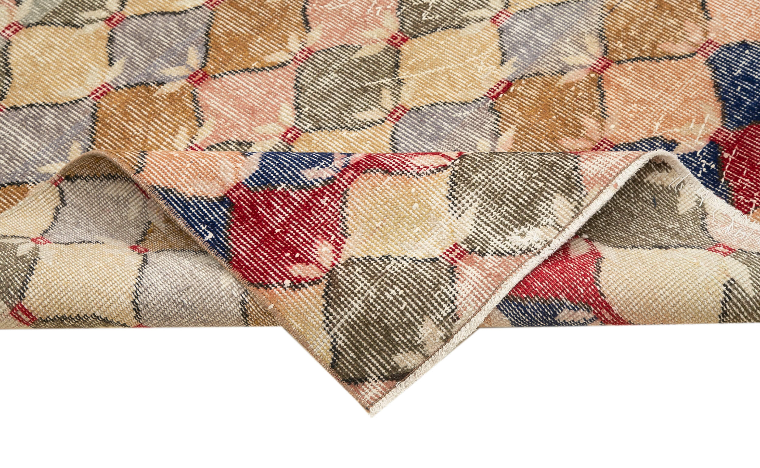 Handmade Cotton Wool Rug - Checkered Kilim Rug 5'5'' x 7'9'' Vintage Turkish Carpet