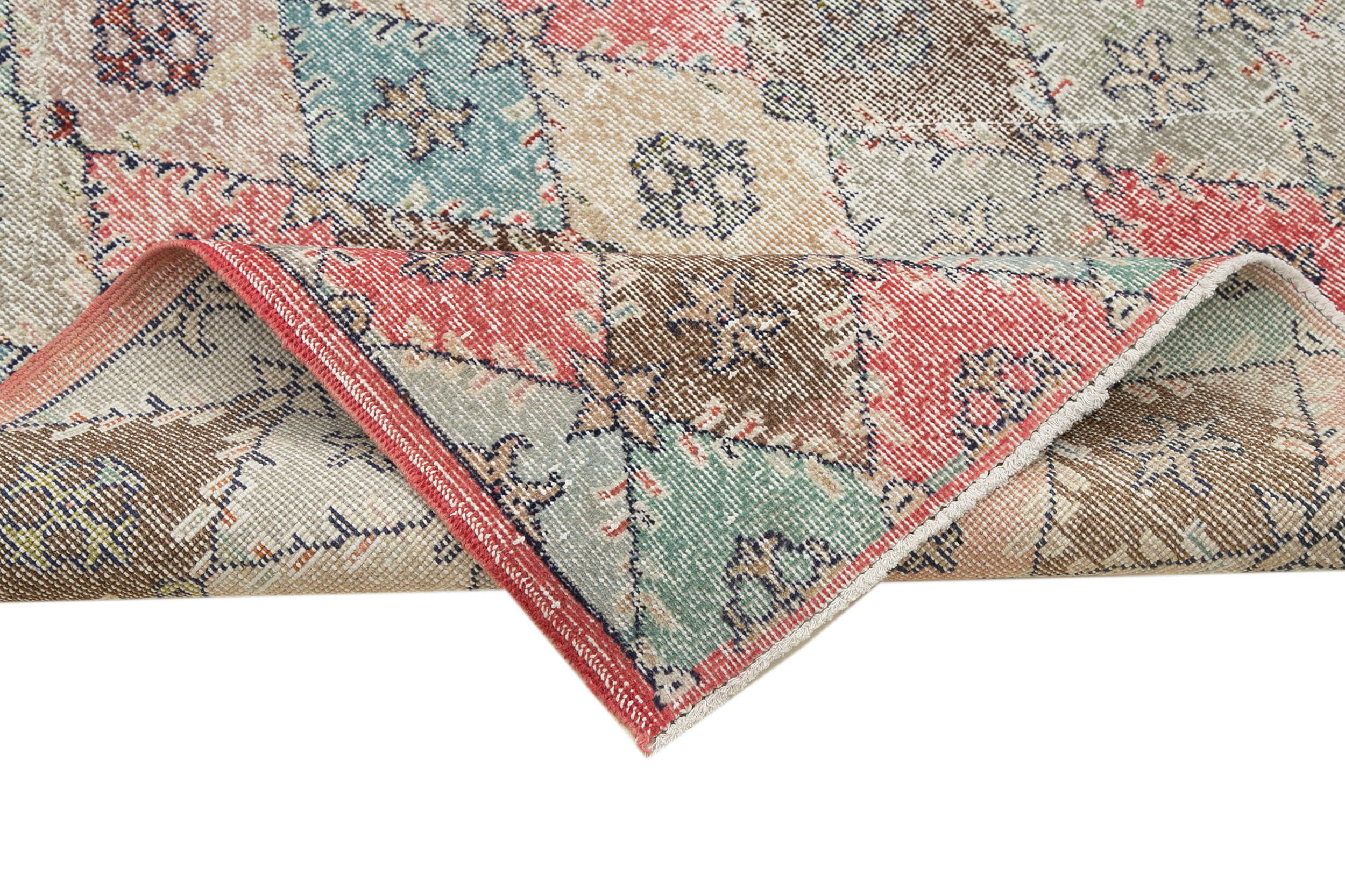 Handmade Cotton Wool Rug - Checkered Kilim Vintage Turkish Wool Carpet 4'5''x8'11''