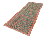 Handmade Area Rug – Checkered Runner Rug Cotton Wool 3'11''x10'6'' Modern Geometric Style