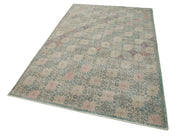 Handmade Area Rug – Checkered Kilim Cotton Wool Rug 5'0"x8'6" Bohemian Style