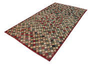 Handmade Cotton Wool Rug – Checkered Wool Rug, Vintage Turkish Kilim Carpet 5'6''x10'