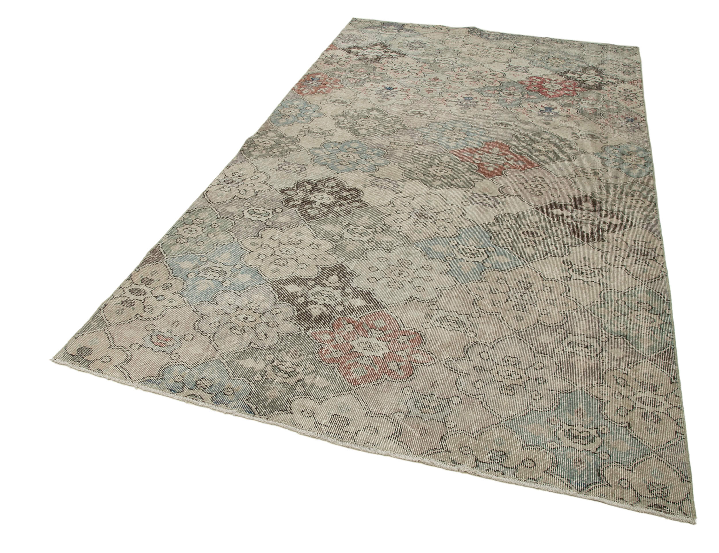 Handmade Area Rug - Checkered Kilim Beige Cotton Wool Durable Wool Carpet 5'5''x9'6''