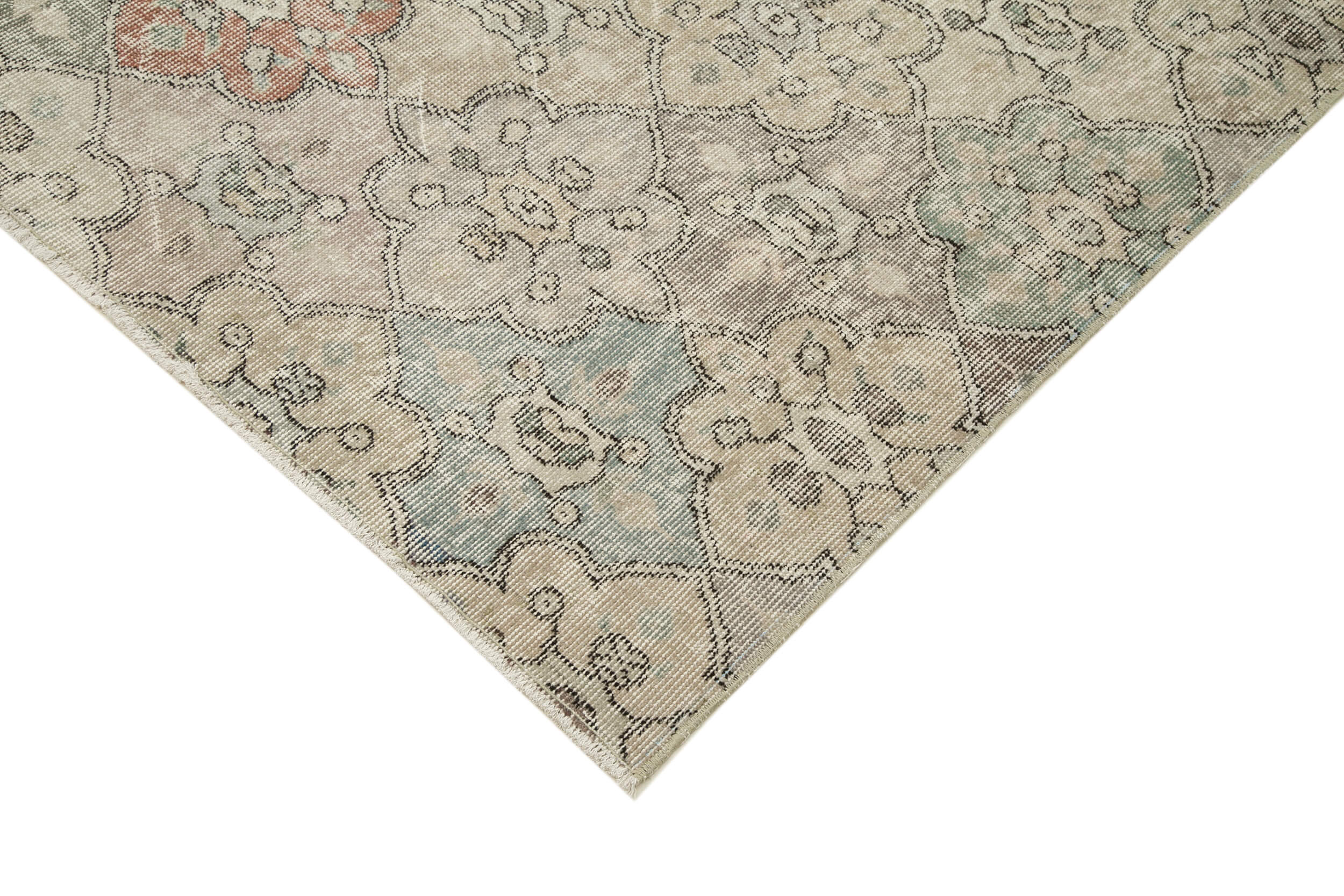 Handmade Area Rug - Checkered Kilim Beige Cotton Wool Durable Wool Carpet 5'5''x9'6''