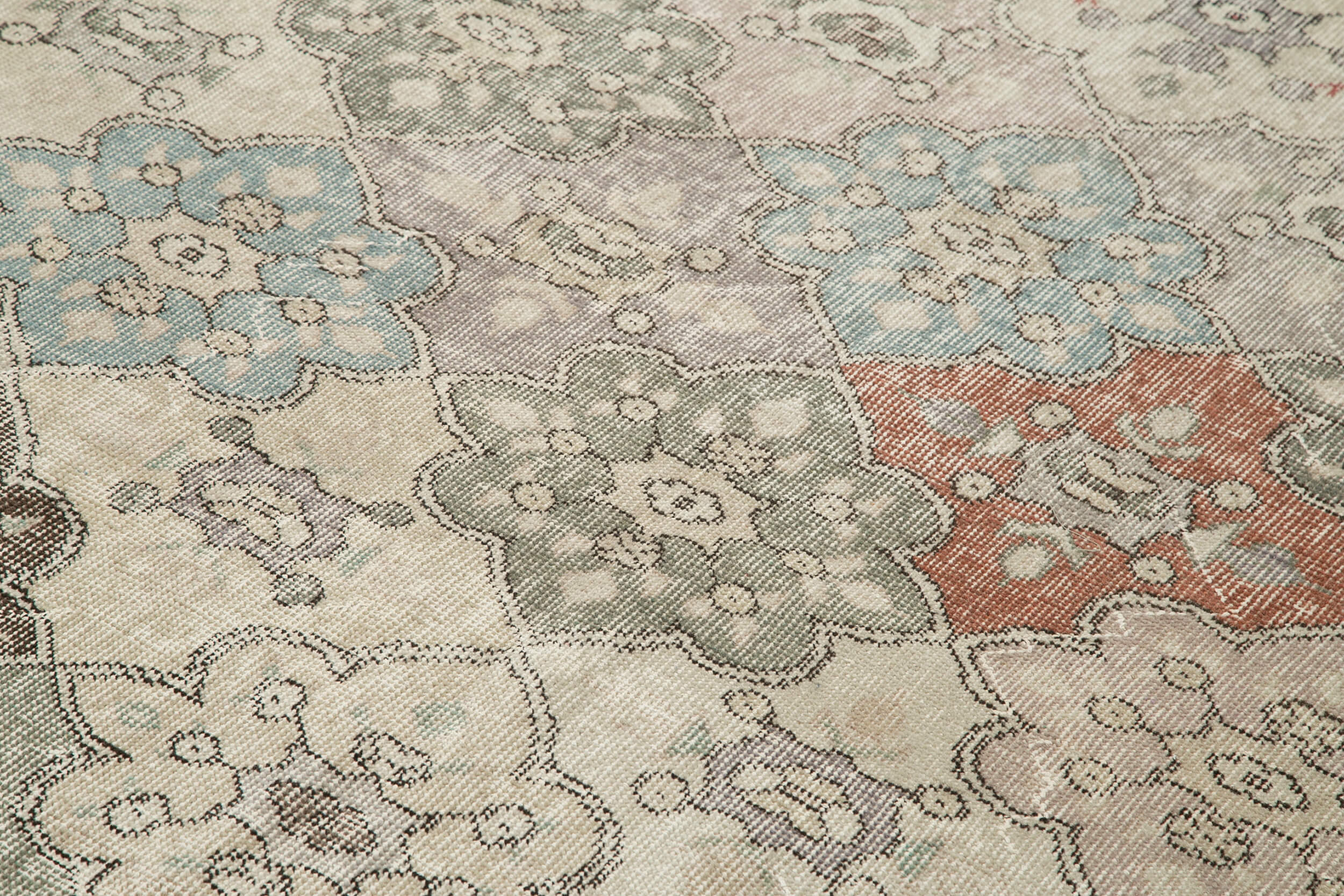 Handmade Area Rug - Checkered Kilim Beige Cotton Wool Durable Wool Carpet 5'5''x9'6''