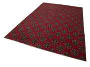 Handmade Area Rug – Red Checkered Kilim Cotton Wool Vintage Turkish Carpet 6'6"x9'10"