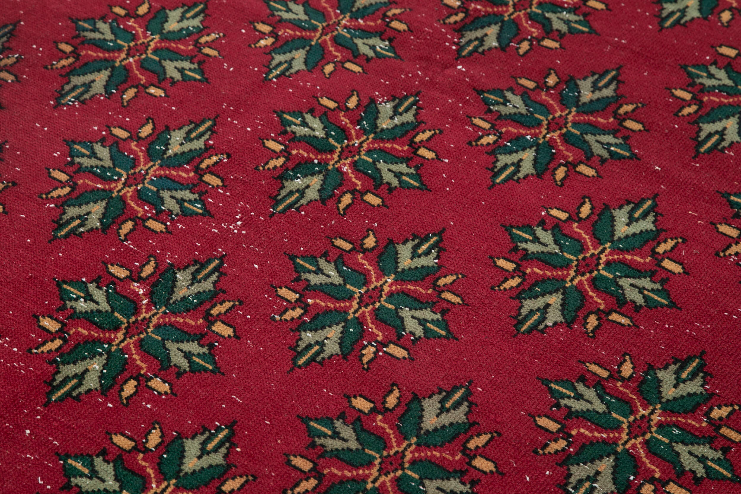 Handmade Area Rug – Red Checkered Kilim Cotton Wool Vintage Turkish Carpet 6'6"x9'10"