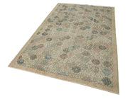 Handmade Area Rug - Checkered Kilim Beige Cotton Wool Flat Weave Carpet 5'x8'7''