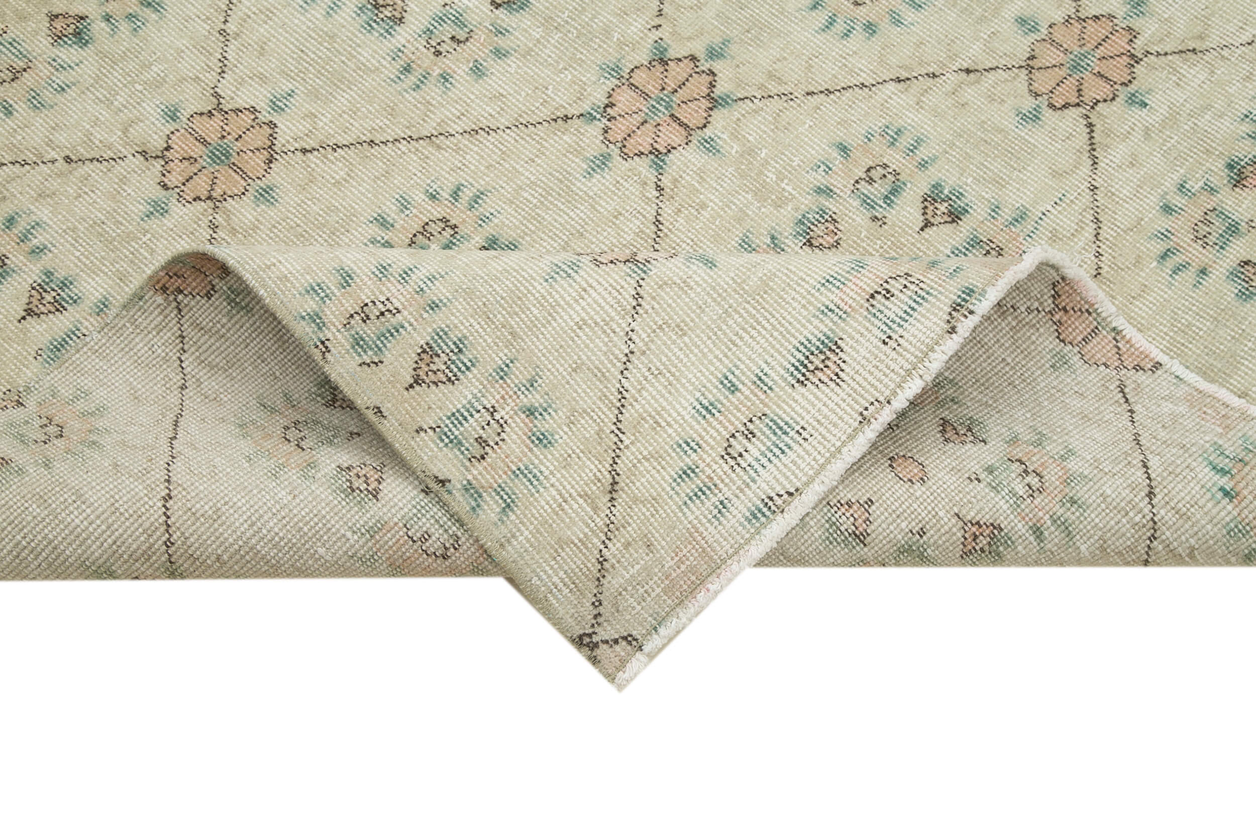 Handmade Area Rug - Checkered Kilim Turkish Wool Carpet 4'10''x8'4'' Beige Cotton Wool