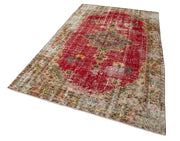 Handmade Wool Area Rug – Checkered Kilim Red Cotton Wool Carpet 5'5''x8'10'' by Agacan