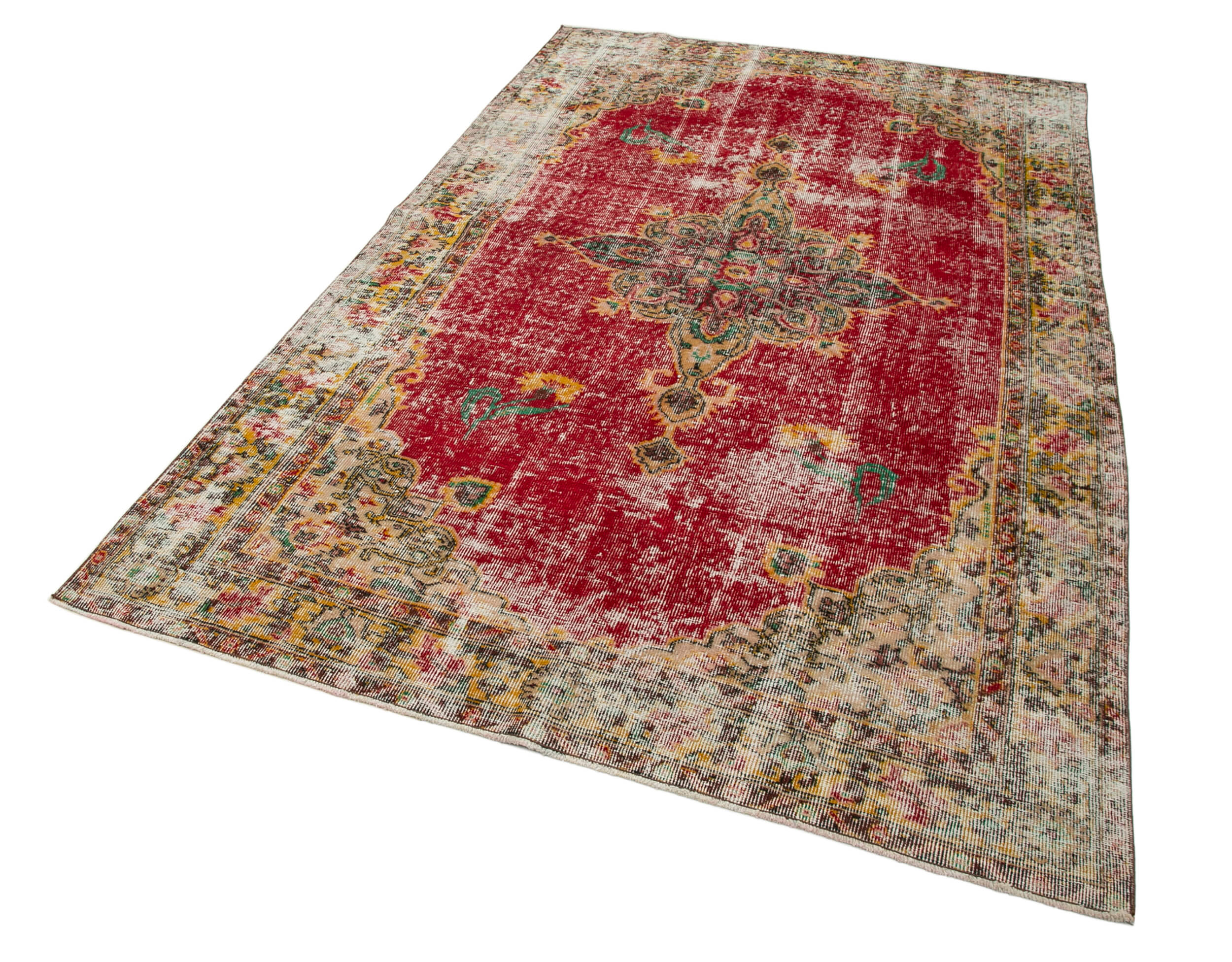 Handmade Wool Area Rug – Checkered Kilim Red Cotton Wool Carpet 5'5''x8'10'' by Agacan
