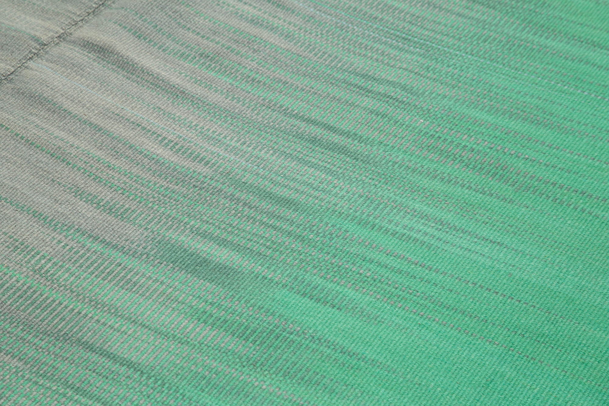 Handmade Cotton Wool Rug - Green Striped Kilim, Durable Wool Carpet, Eco Friendly Rug 12'x16'