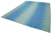 Handmade Wool Area Rug – Blue Striped Cotton Wool Rug | Durable Hand Woven Carpet