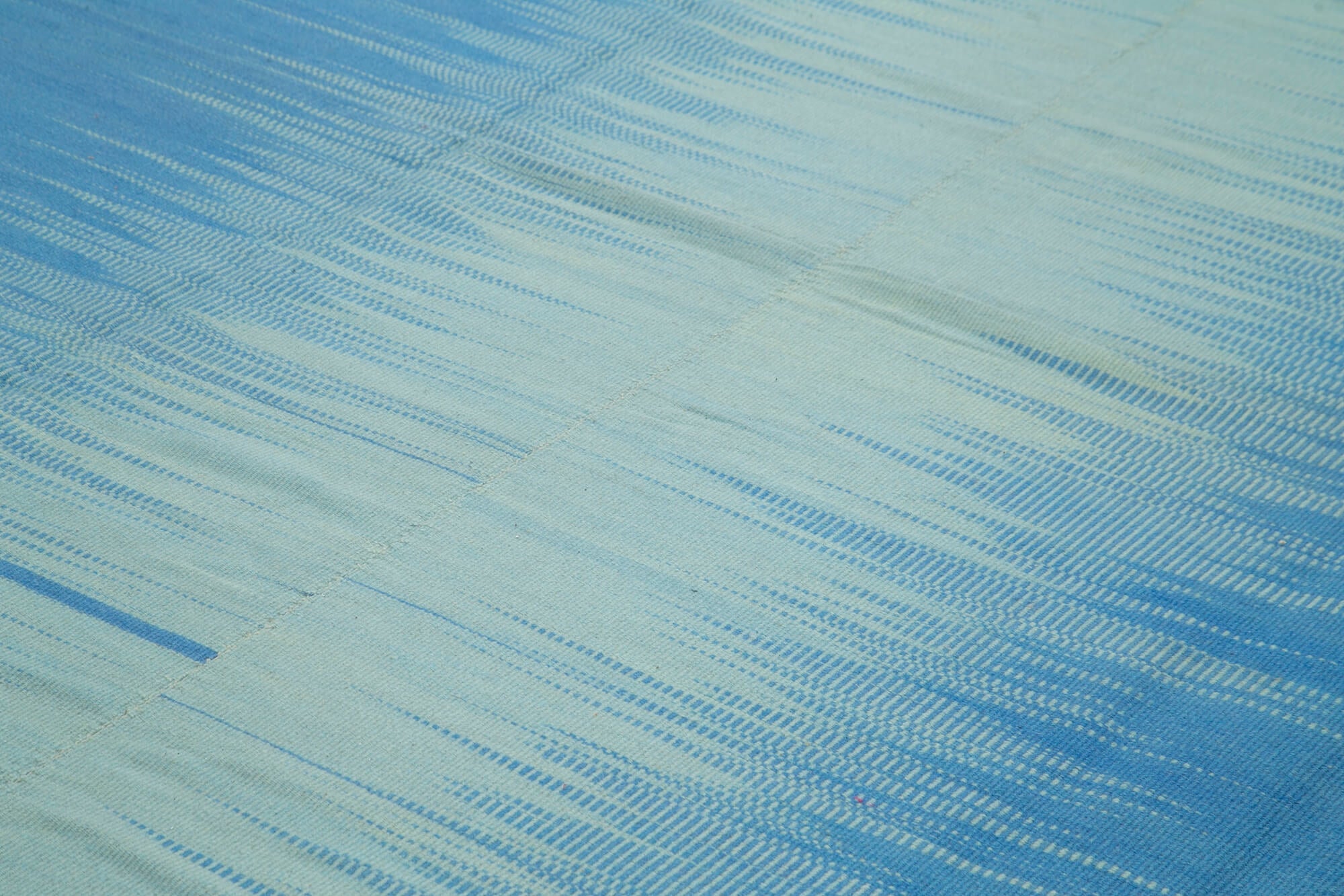 Handmade Wool Area Rug – Blue Striped Cotton Wool Rug | Durable Hand Woven Carpet