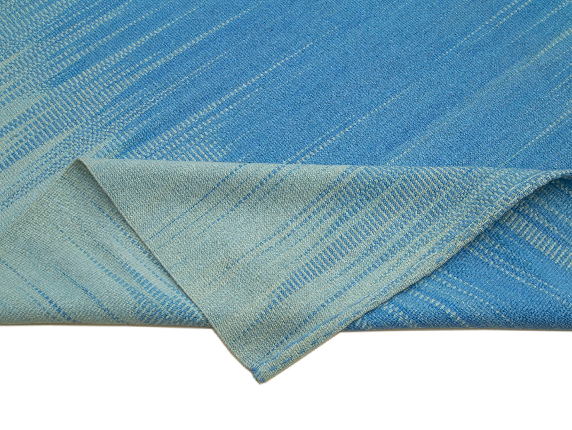Handmade Wool Area Rug – Blue Striped Cotton Wool Rug | Durable Hand Woven Carpet