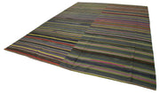 Handmade Wool Area Rug – White Striped Cotton Wool Rug, Durable Kilim Carpet 11'11''x15'7''