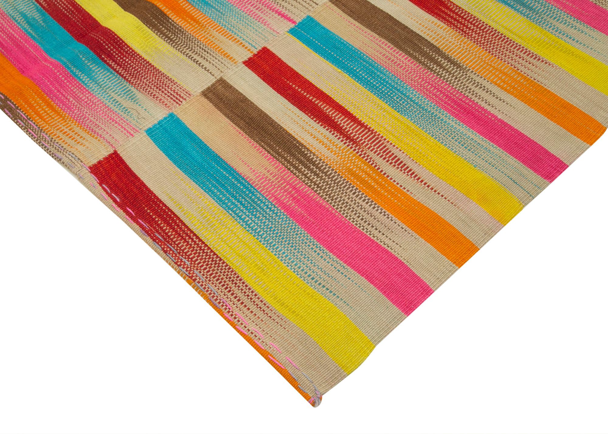 Handmade Cotton Wool Rug | White Striped Rug - Soft Wool Carpet, Durable Floor Covering