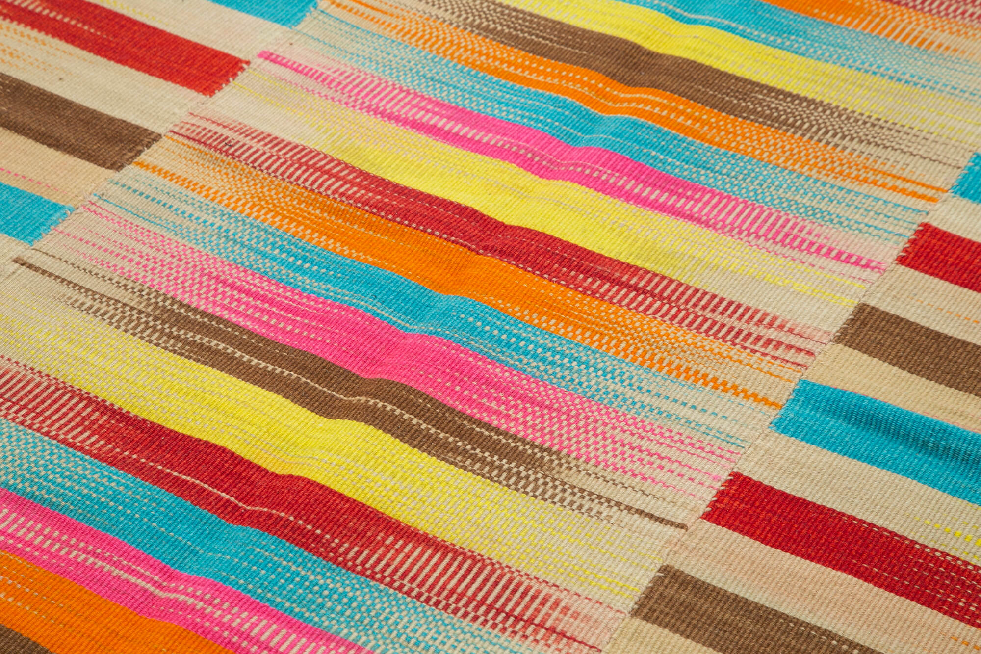Handmade Cotton Wool Rug | White Striped Rug - Soft Wool Carpet, Durable Floor Covering