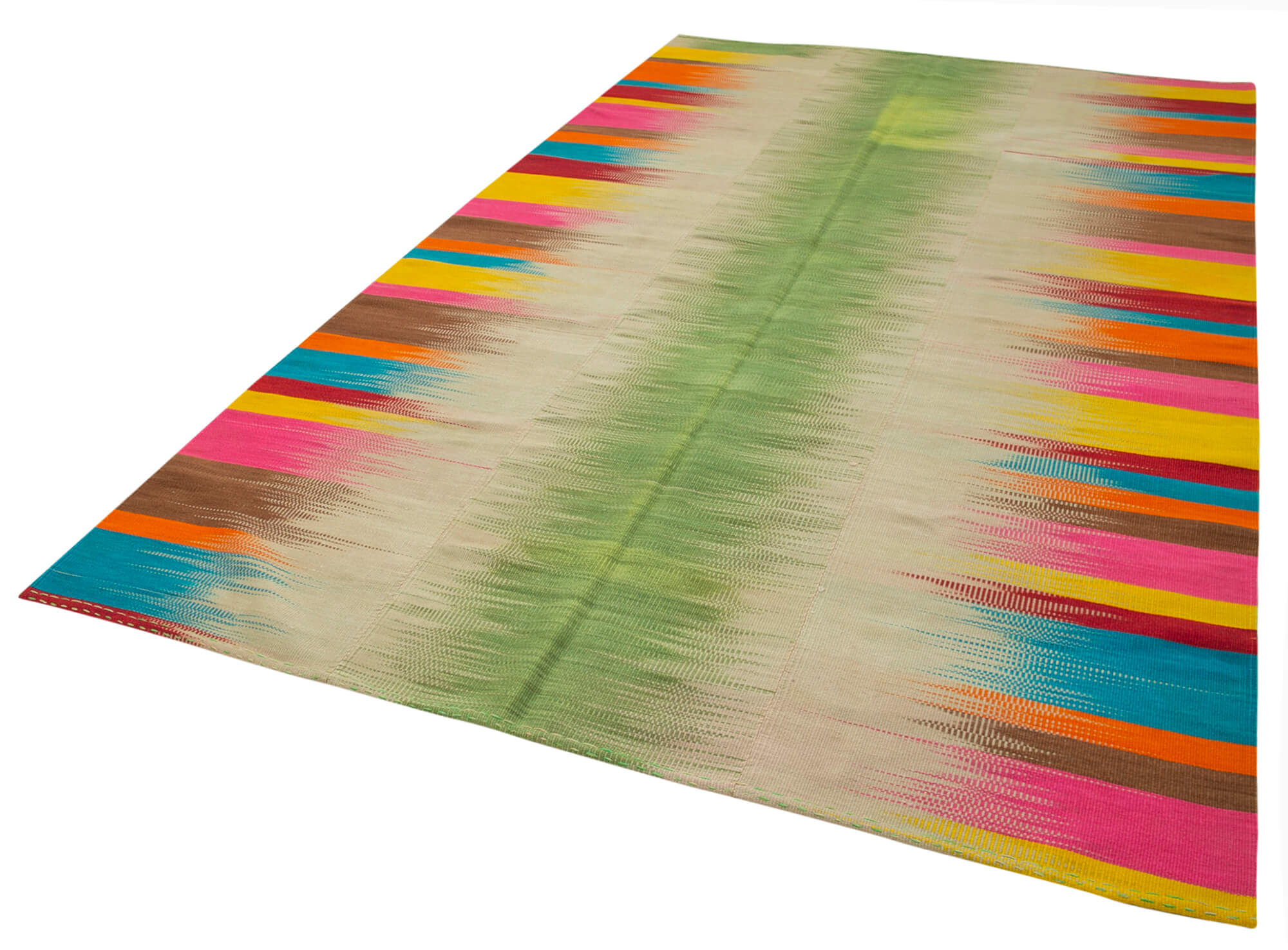 Handmade Wool Area Rug - Vintage Turkish Kilim Carpet | Cotton Wool Rug 6'11''x11'1''
