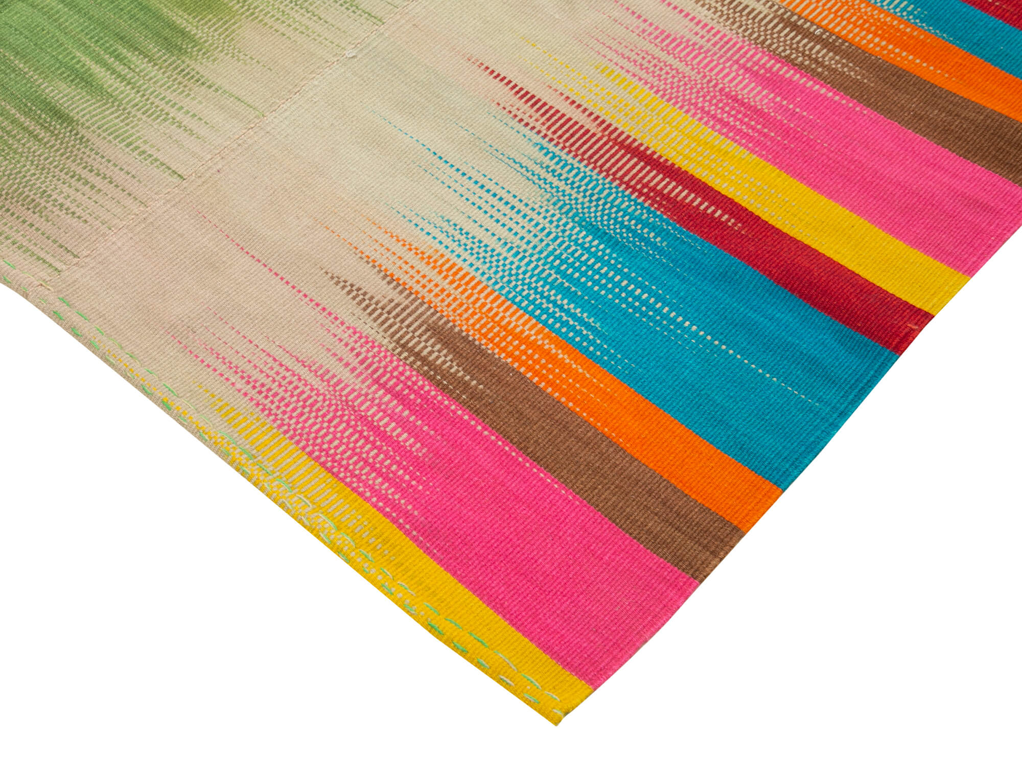 Handmade Wool Area Rug - Vintage Turkish Kilim Carpet | Cotton Wool Rug 6'11''x11'1''